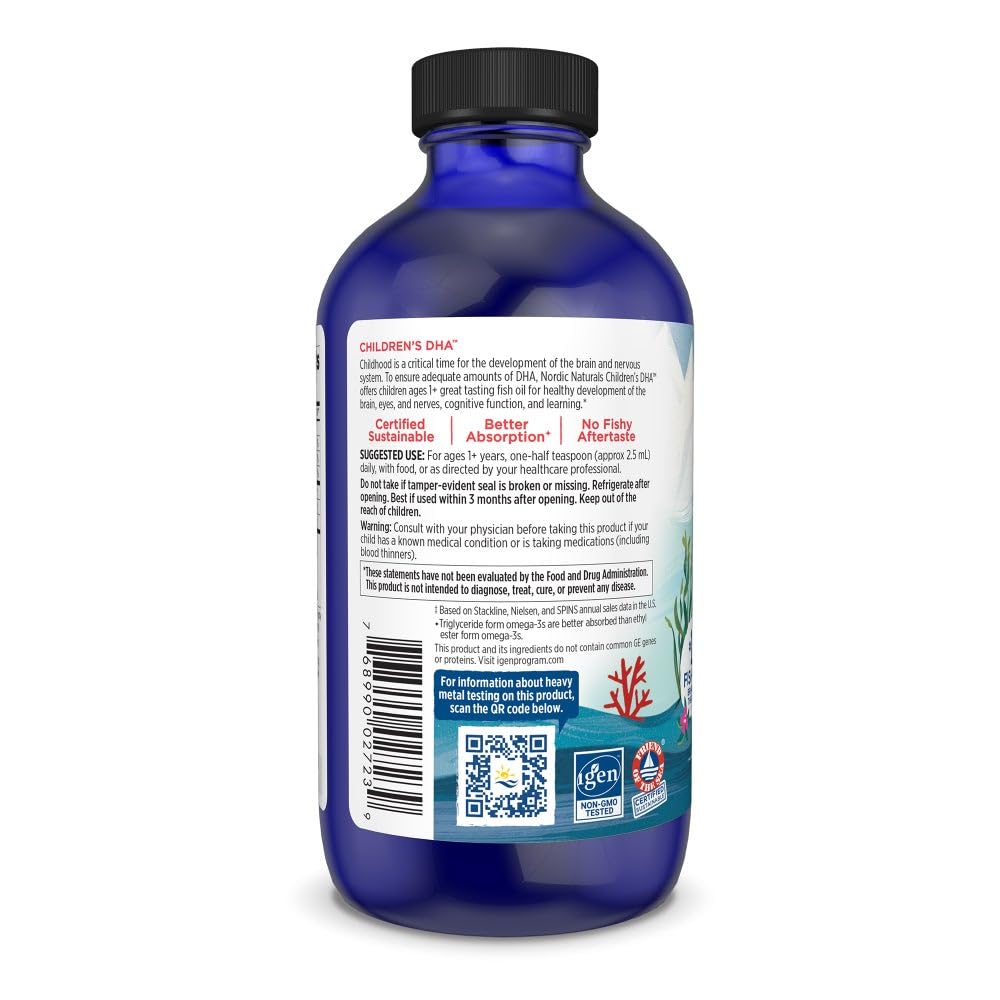 Nordic Naturals Children’s DHA, Strawberry - 8 oz for Kids - 530 mg Omega-3 with EPA & DHA - Brain Development & Function - Non-GMO - 96 Servings Nordic Naturals Au supplements
