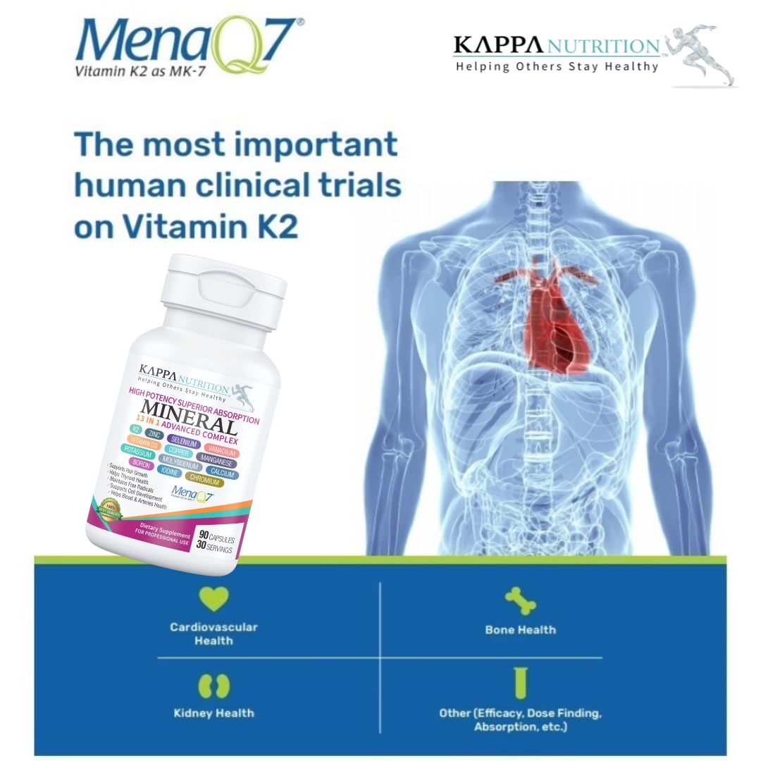 KAPPA NUTRITION (90 Capsules,Vitamin K2, Vitamin D3, Zinc, Selenium, Vanadium, Copper, Manganese, Potassium, Molybdenum, Calcium, Chromium, Iodine, Boron, KAPPA NUTRITIONUS supplements