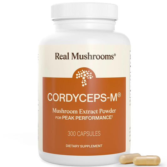 Real Mushrooms Capsules Supplements - Organic Cordyceps Mushroom Powder in Capsules - Energy and Performance Mushrooms with Verified Beta Glucans - Vegan, Non-GMO, 300 Capsules Real MushroomsAU supplements