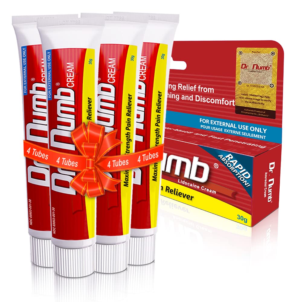 Dr. Numb 5% Lidocaine Numbing Cream, Fast-Acting Maximum Strength Topical Anesthetic Pain Relief Burn Itch Numb Cream with Vitamin E for Hemorrhoid Treatment, Local and Anorectal Uses - 30g 4 Pack Dr. Numb Au supplements