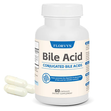 Florvyn Conjugated Bile Acid Supplement 1000mg – Supports Fat Digestion & Absorption of Fats & Fat-Soluble Nutrients, Gut Comfort & Nutrient Utilization, 60 Capsules, 30 Day Supply Florvyn Au supplements