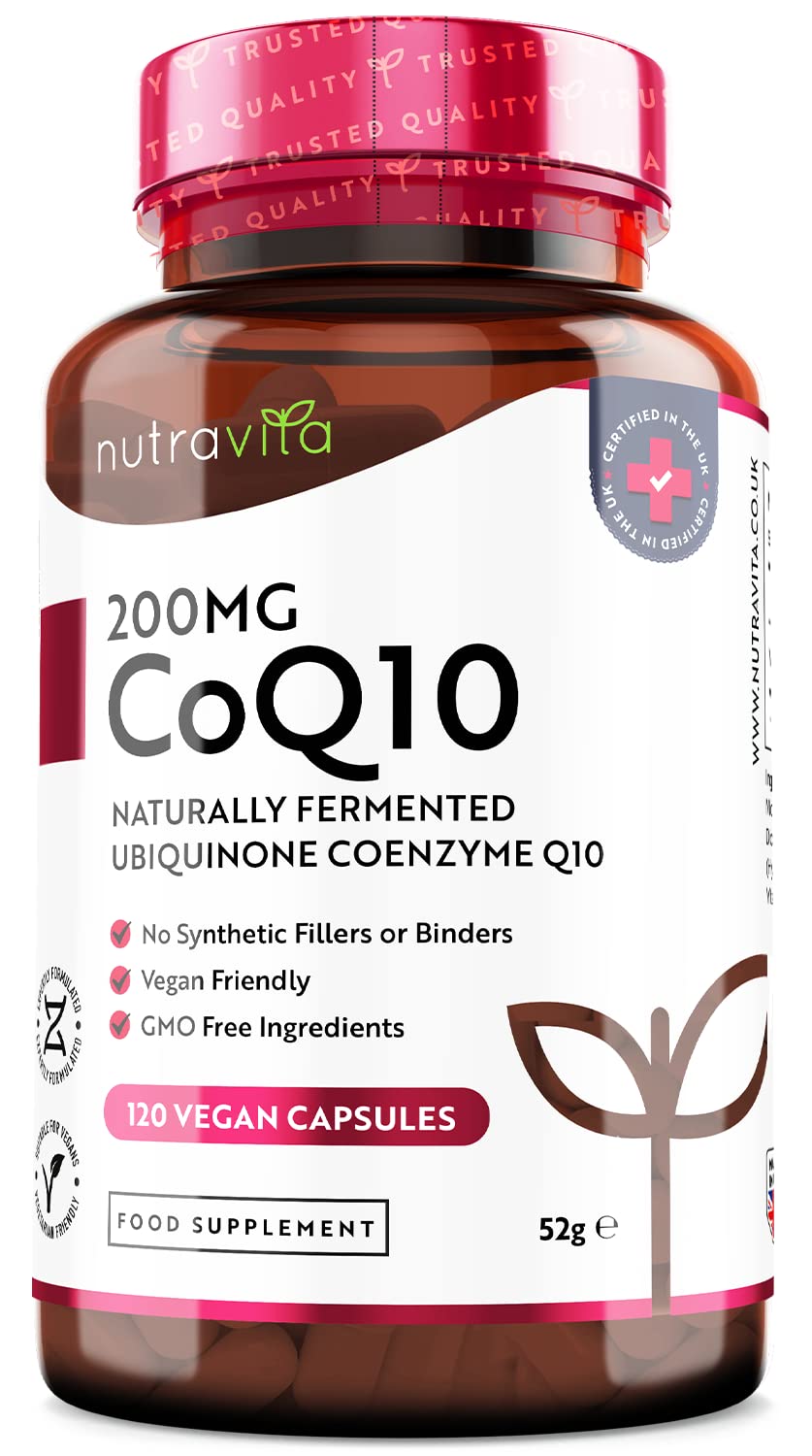 CoQ10 200mg - 120 Vegan Capsules of High Strength Co Enzyme Q10 (4 Months Supply) Nutravita Au supplements