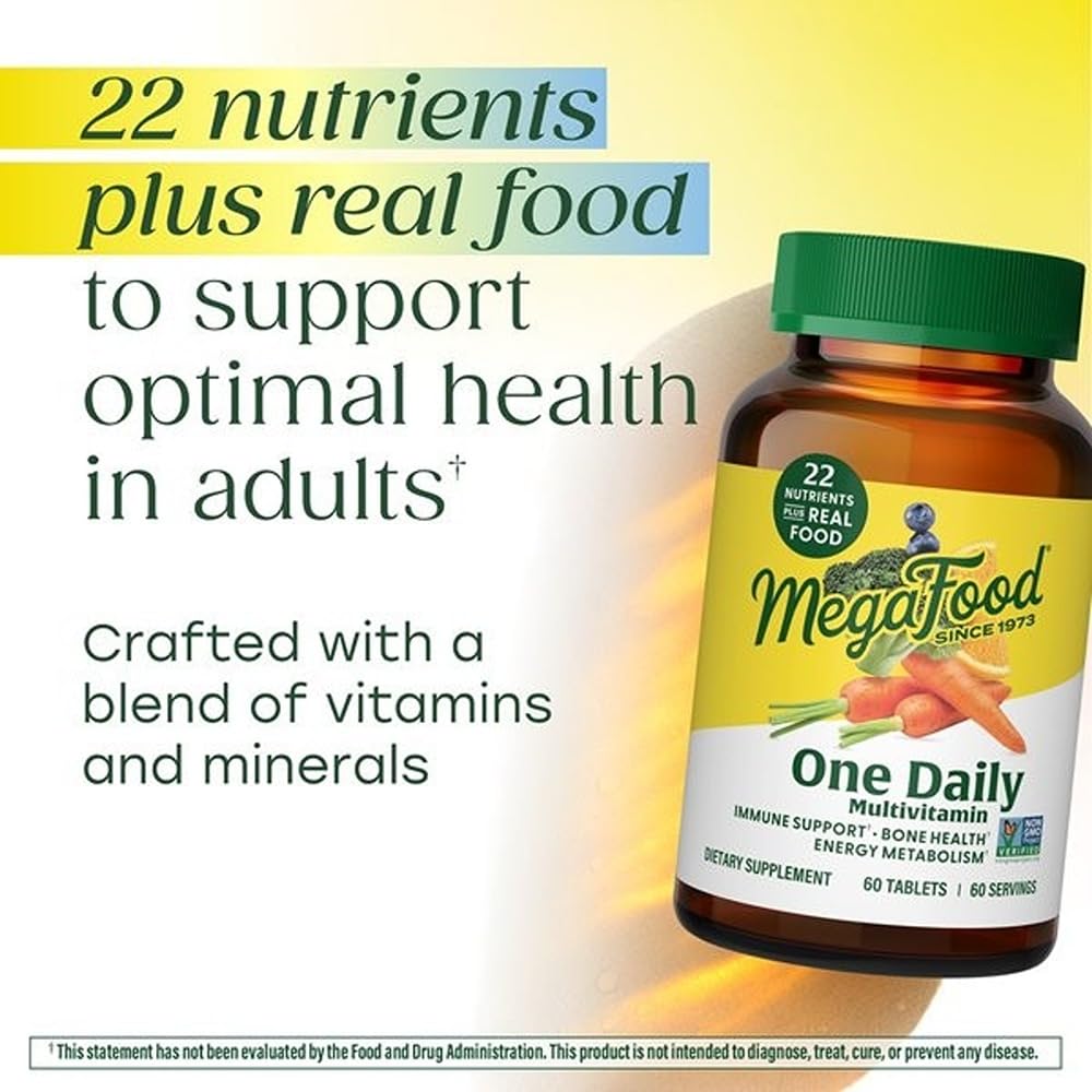 MegaFood One Daily Multivitamin for Women and Men, Immune Support Supplement with Real Food, Vitamin C & Vitamin B, Bone Health, Cellular Energy Metabolism, Vegetarian, Non-GMO, 90 Tablets MegaFood Au supplements