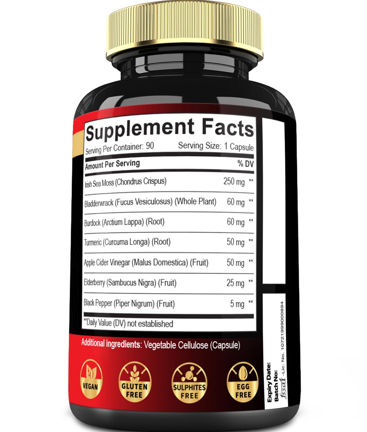 7in1 Irish Sea Moss Capsules 6750 Mg with Organic Bladderwrack & Burdock Root, Turmeric, Apple Cider Vinegar - Raw Seamos Pills for Hair, Skin, Thyroid Healths - 90 Caps for 3-Month Supply Mecisco Au supplements