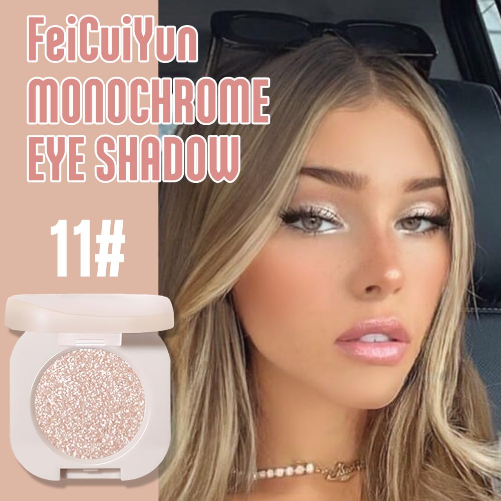FeiCuiYun Glitter Shimmer Sparkle Eye Shadow Palette Makeup for Older Women, Pearl White Silver Glitter Shimmer Metallic Holographic Iridescent Cream Iridescent Single Monochrome Eyeshadow Makeup, 11 FeiCuiYun Au supplements
