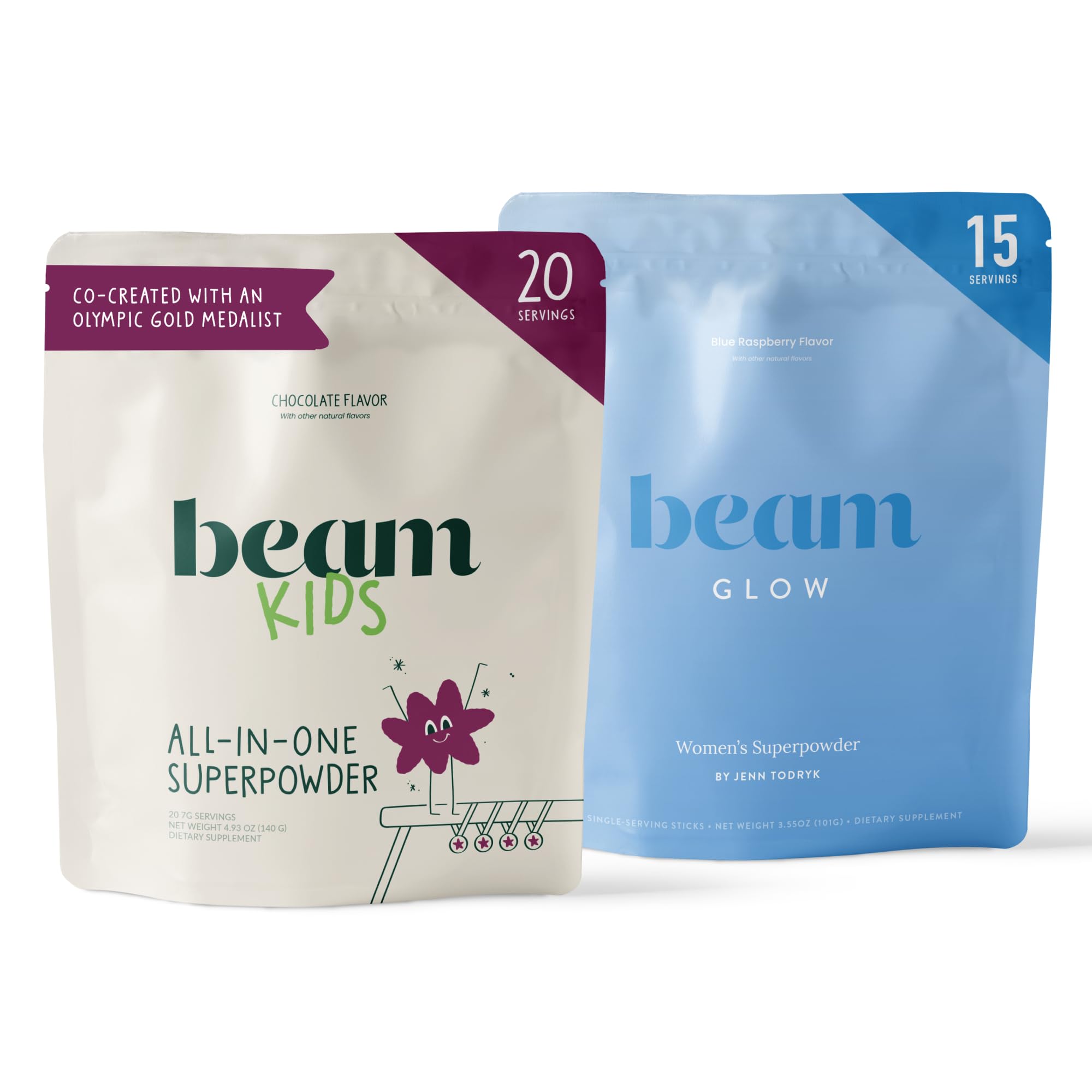 Beam Glow & Kids Wellness Bundle, Hormone Support for Women with Inositol & Ashwagandha, Superfood Powder with Fruits & Veggies for Kids' Growth & Immune Health Beam Au supplements