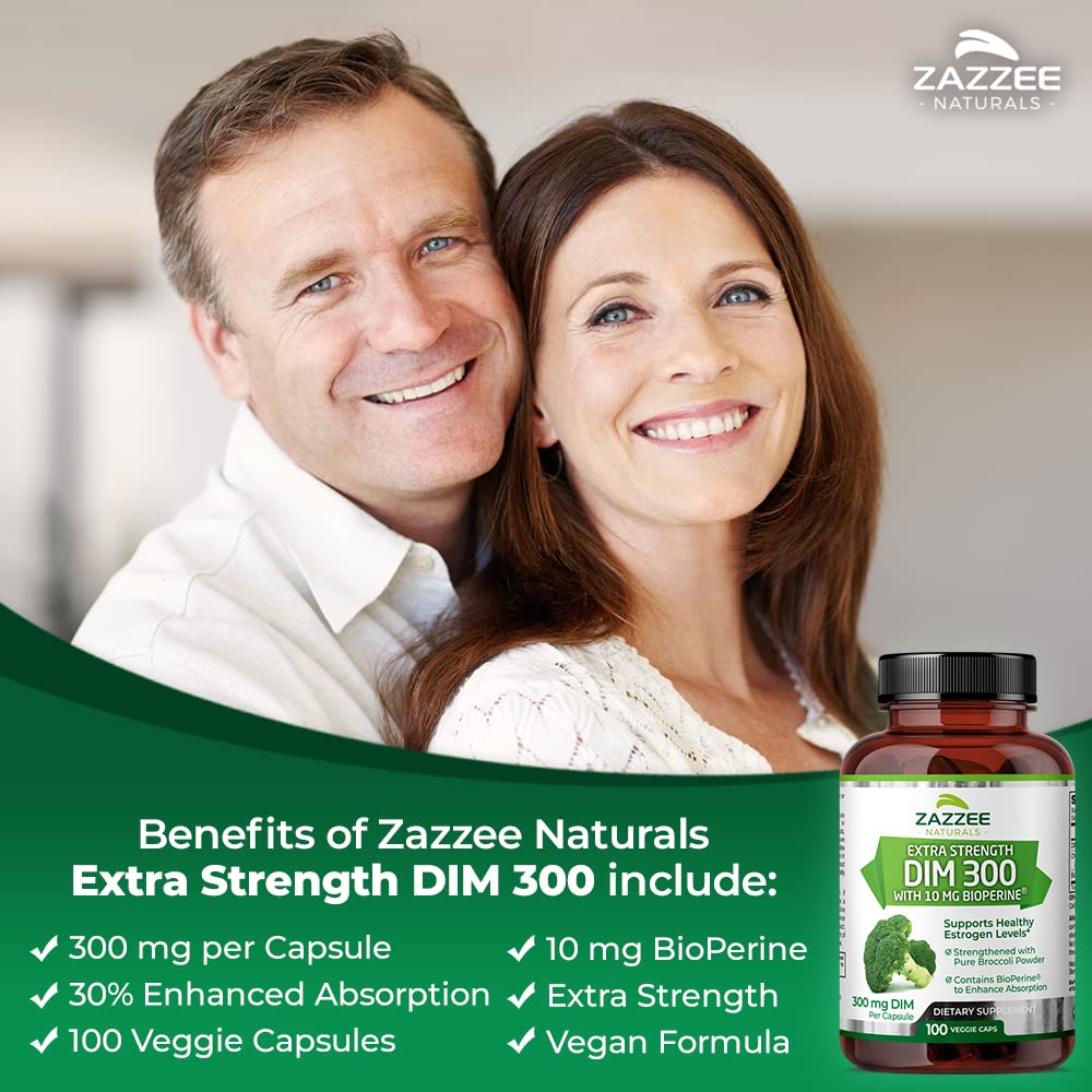 Zazzee Extra Strength DIM 300, 10 mg BioPerine and 300 mg DIM per Capsule, 100 Vegan Zazzee Au supplements