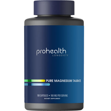 ProHealth Pure Magnesium Taurate, 160mg per Serving | Optimal Bioavailability Supplement for Healthy Aging | Supports Brain, Heart, and Muscle Health | Third-Party Tested for Quality | 180 Capsules ProHealth Au supplements