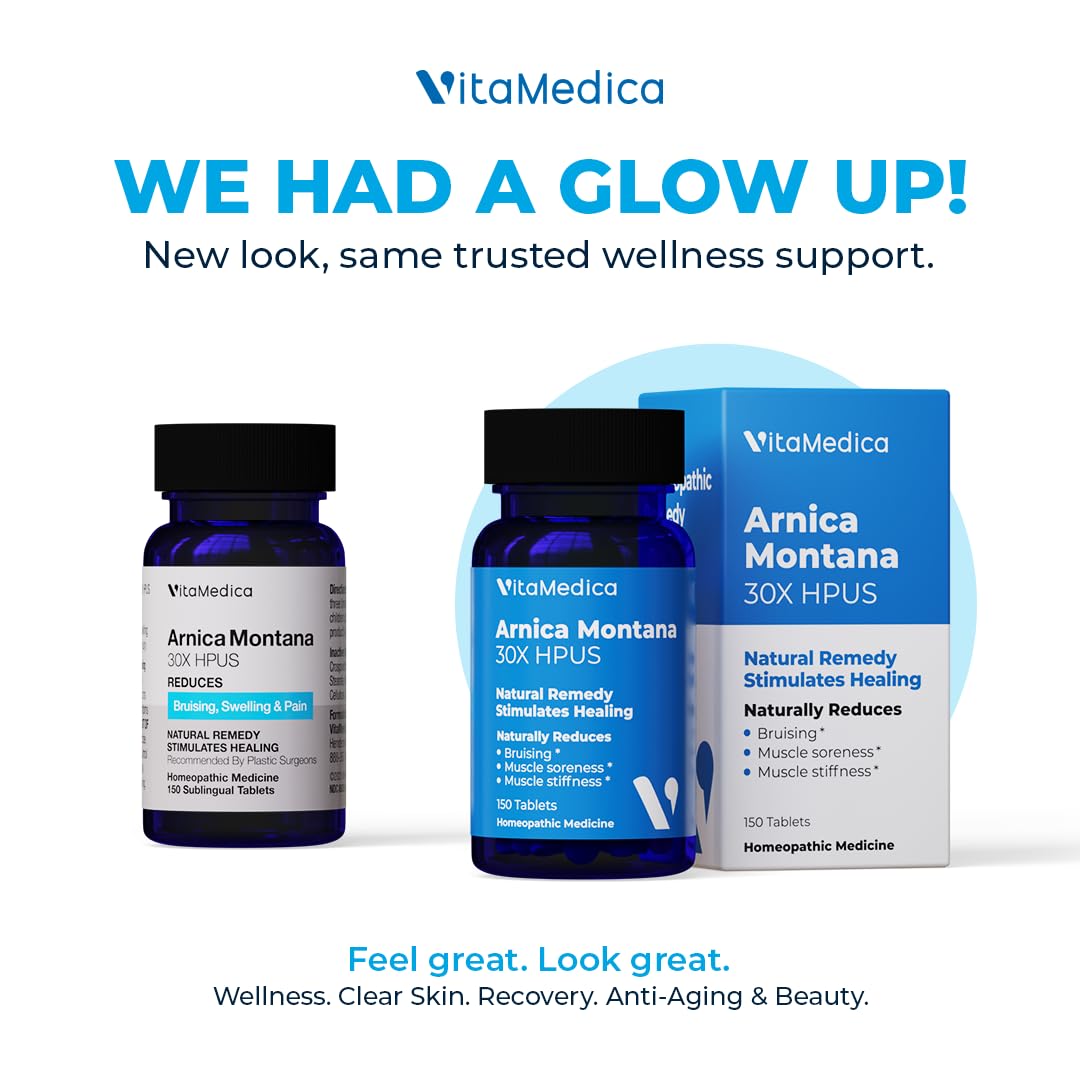 VitaMedica Arnica Montana 30X Homeopathic Tablets for Bruising Pain and Swelling | Plant Based Formula | Recommended by Plastic Surgeons | Natural Recovery Surgery Or Injury | 3 Pack | 150 Servings VitaMedica Au supplements