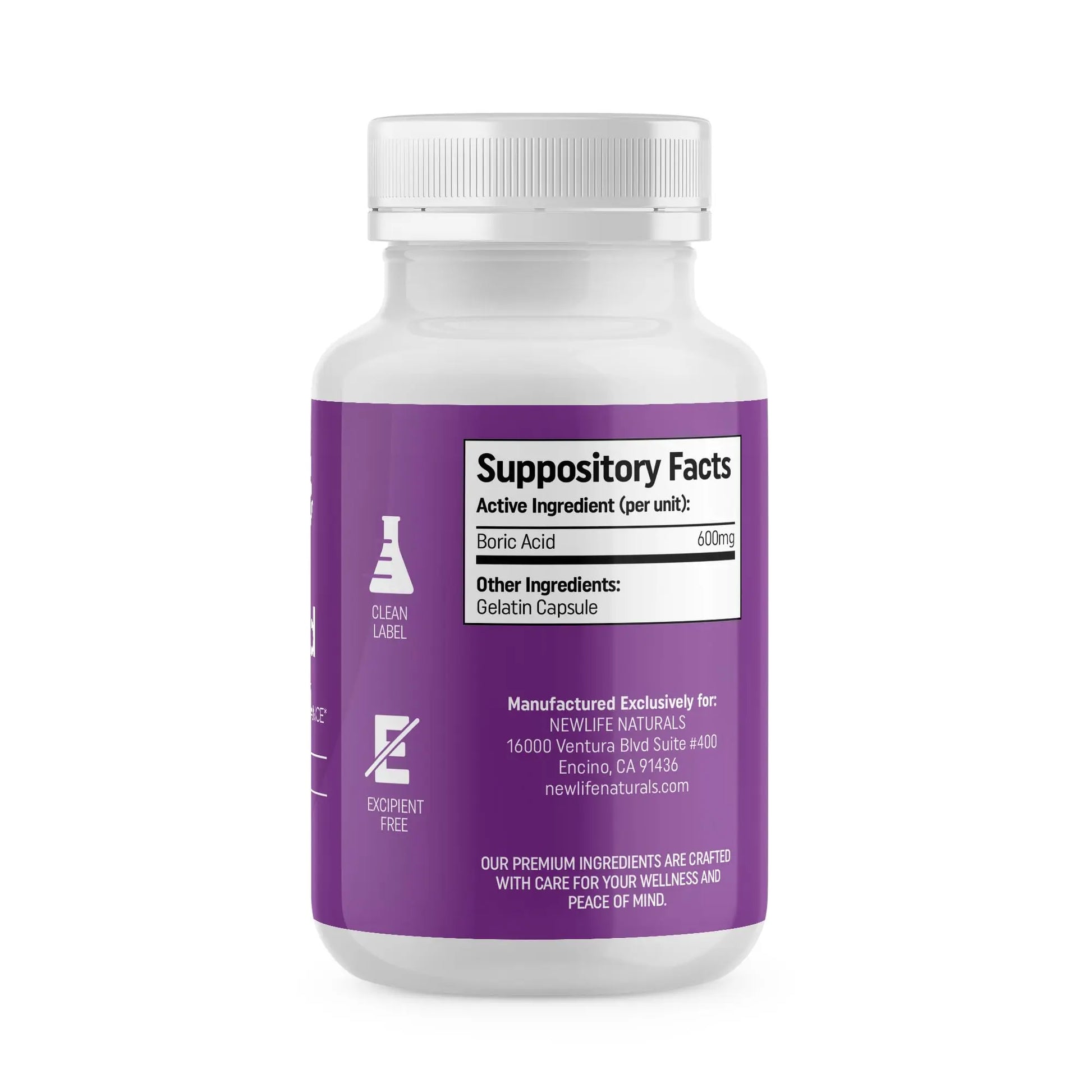 NewLife Naturals - Boric Acid Suppositories for Women pH Balance Pills - 600mg - Feminine Care - Vaginal Odor Itching Discharge BV | Made in USA | 30 Capsules NewLife Naturals Au supplements