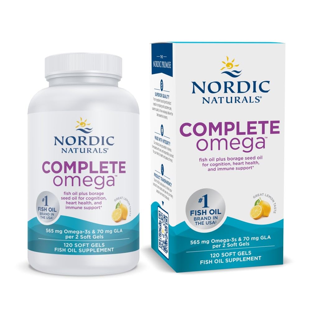 Nordic Naturals Complete Omega, Lemon Flavor - 120 Soft Gels - 565 mg Omega-3 - EPA & DHA with Added GLA - Healthy Skin, Cognition, Positive Mood - Non-GMO - 60 Servings Nordic Naturals Au supplements