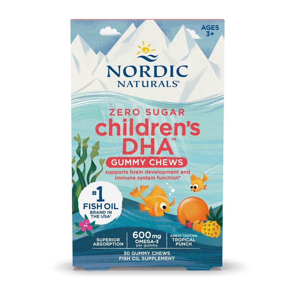 Nordic Naturals Zero Sugar Children’s DHA Gummy Chews, Tropical Punch - 30 Gummy Chews for Kids - 600 mg Total Omega-3s - Brain Development, Learning, Healthy Immunity - Non-GMO - 30 Servings Nordic Naturals Au supplements
