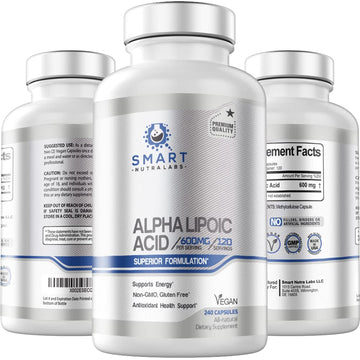 Alpha Lipoic Acid 600mg Per Serving, 240 Vegan Capsules- Gluten Free SMART NUTRA LABS Au supplements