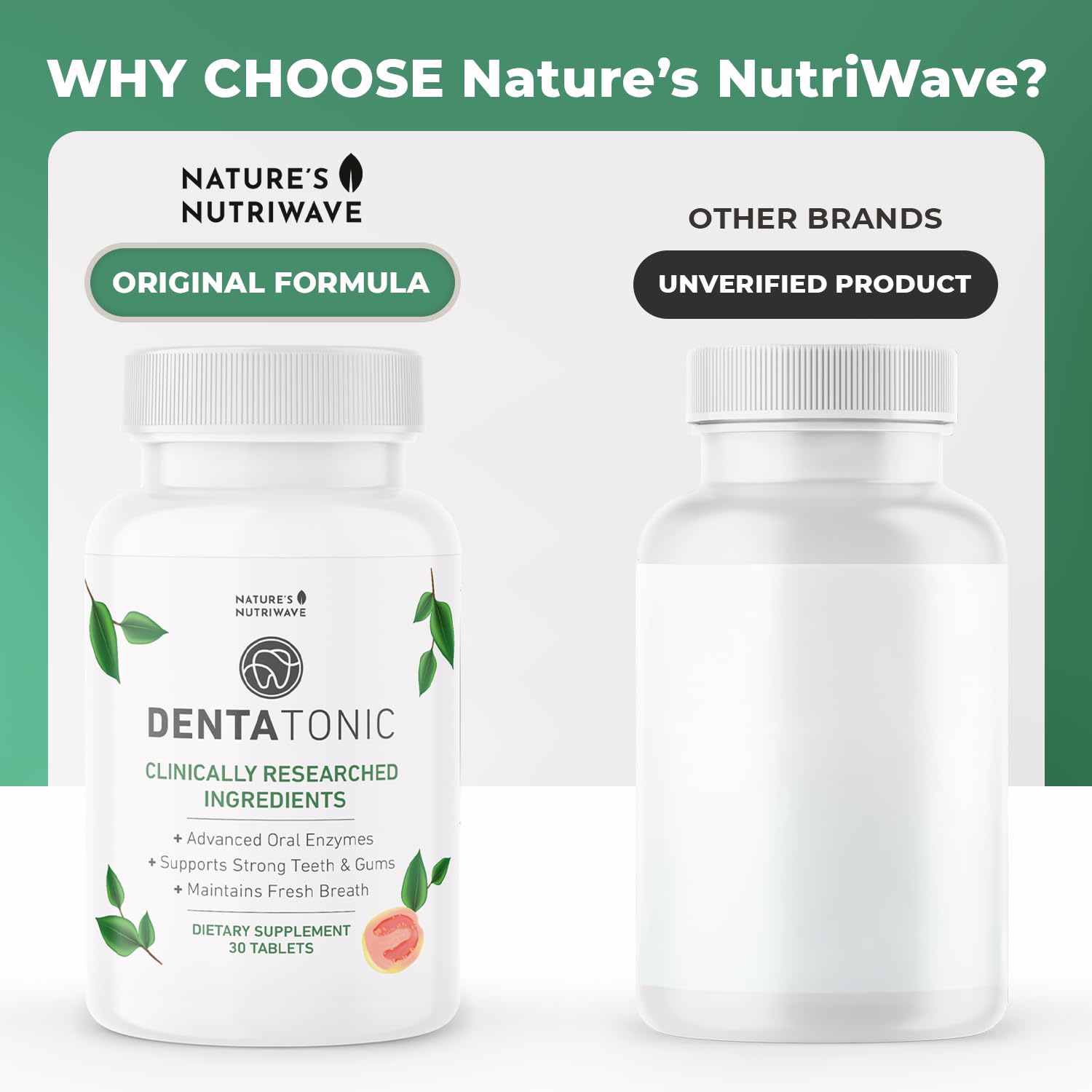 Nature’s NutriWave DentaTonic – Daily Oral Supplement with Guava Fruit, Hydroxyapatite & Enzyme Blend – Made in USA Non-GMO, Stimulant-Free Formula – 30 Tablets, 1 Month Supply Nature’s NutriWave Au supplements