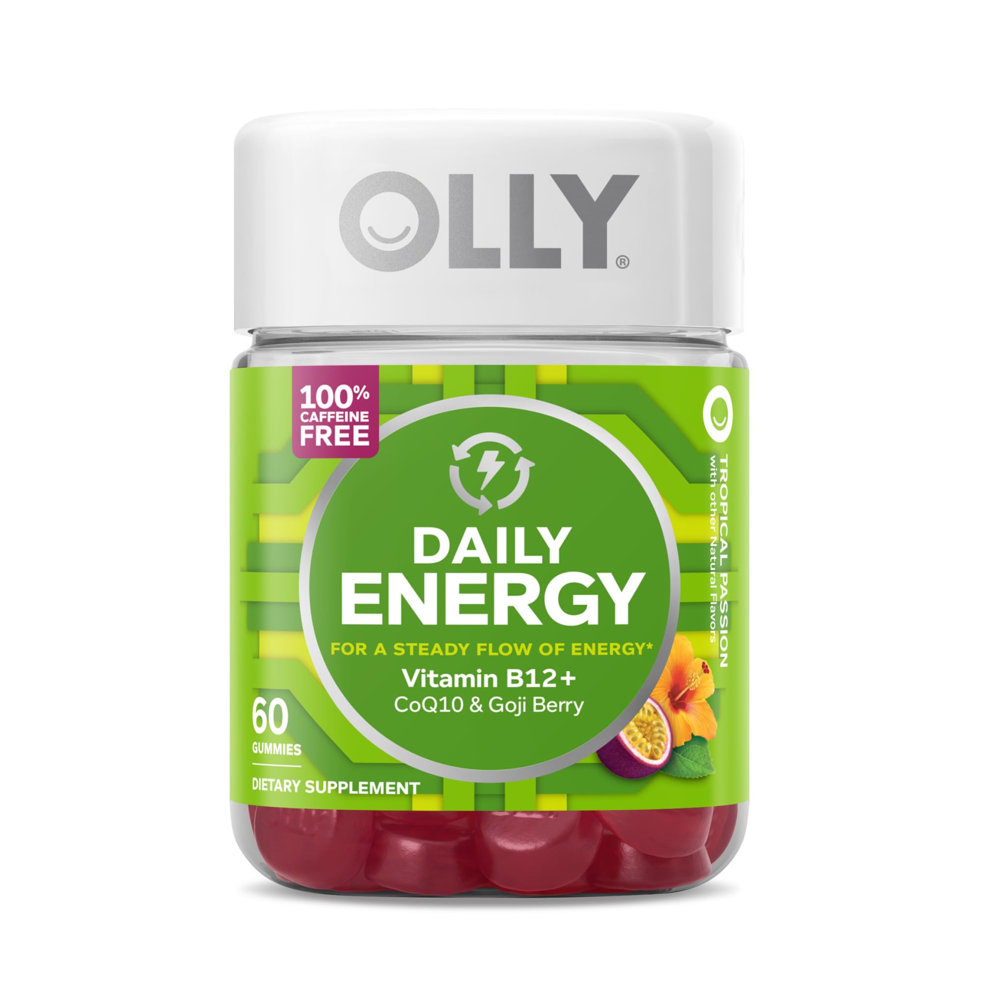 OLLY Daily Energy Gummy, Caffeine Free, Vitamin B12, CoQ10, Goji Berry, Adult Chewable Supplement & Hello Happy Gummy Worms, Mood Balance Support, Vitamin D, Saffron, Adult Chewable Supplement OLLY Au supplements