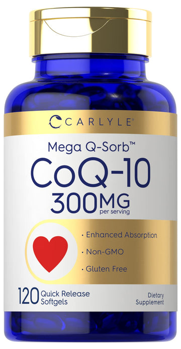 Carlyle CoQ10 300mg | 120 Softgels | Mega Q-Sorb Coenzyme Q-10 | with Black Pepper Carlyle Au supplements