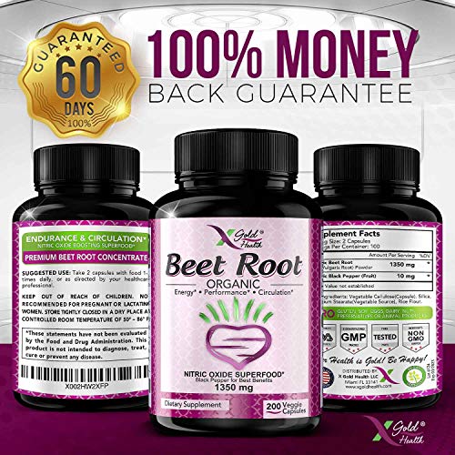 Organic Beet Root Powder 1350mg 200 Veggie caps Superfood Nitric Oxide Strongest X Gold Health Au supplements