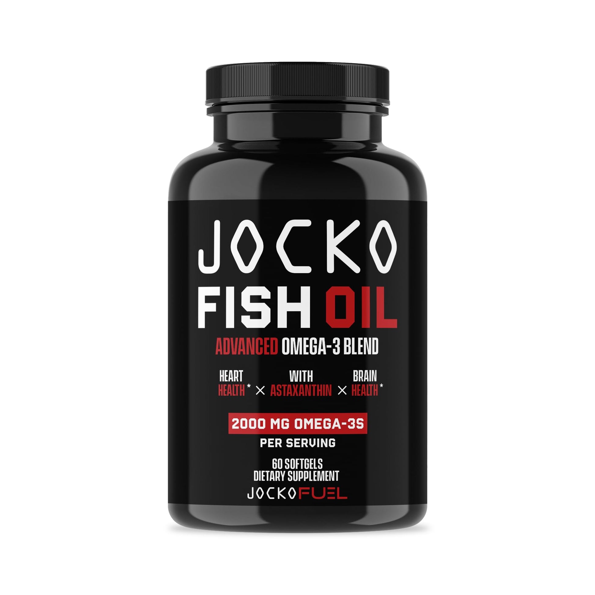 Jocko Fuel Omega 3 Fish Oil Supplement 2000mg - Burpless Fatty Acid Supplement, Wild Caught, Powerful Antioxidant with Astaxanthin (60 Capsules) Jocko Fuel Au supplements