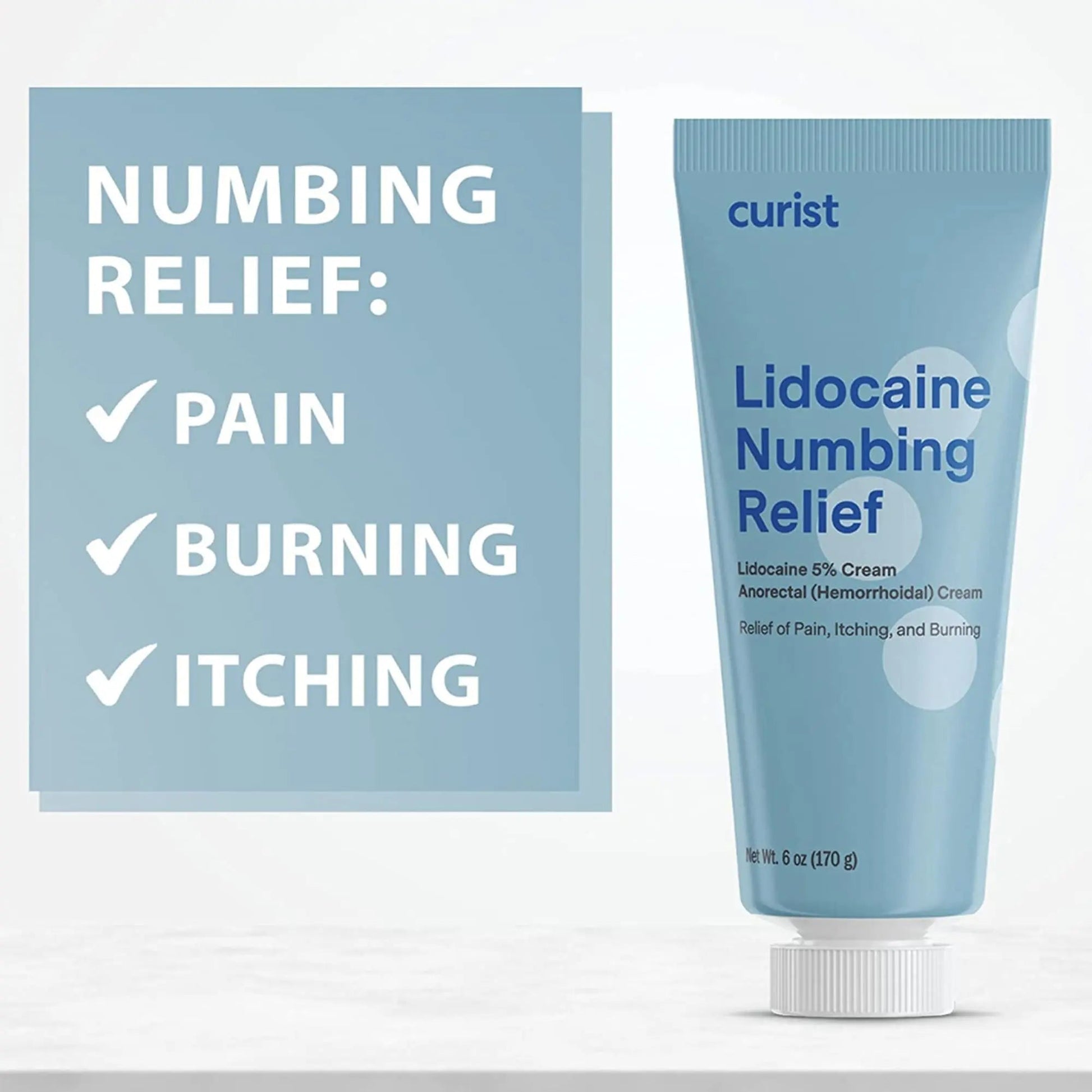 Curist 5% Lidocaine Cream Maximum OTC Strength Topical Pain Relief OTC - 12 oz (Pack of 2) XL Tube 5 Percent Lidocaine Numbing Cream to Numb Effectively (2 Pack - 6 oz Tube) Curist Au supplements