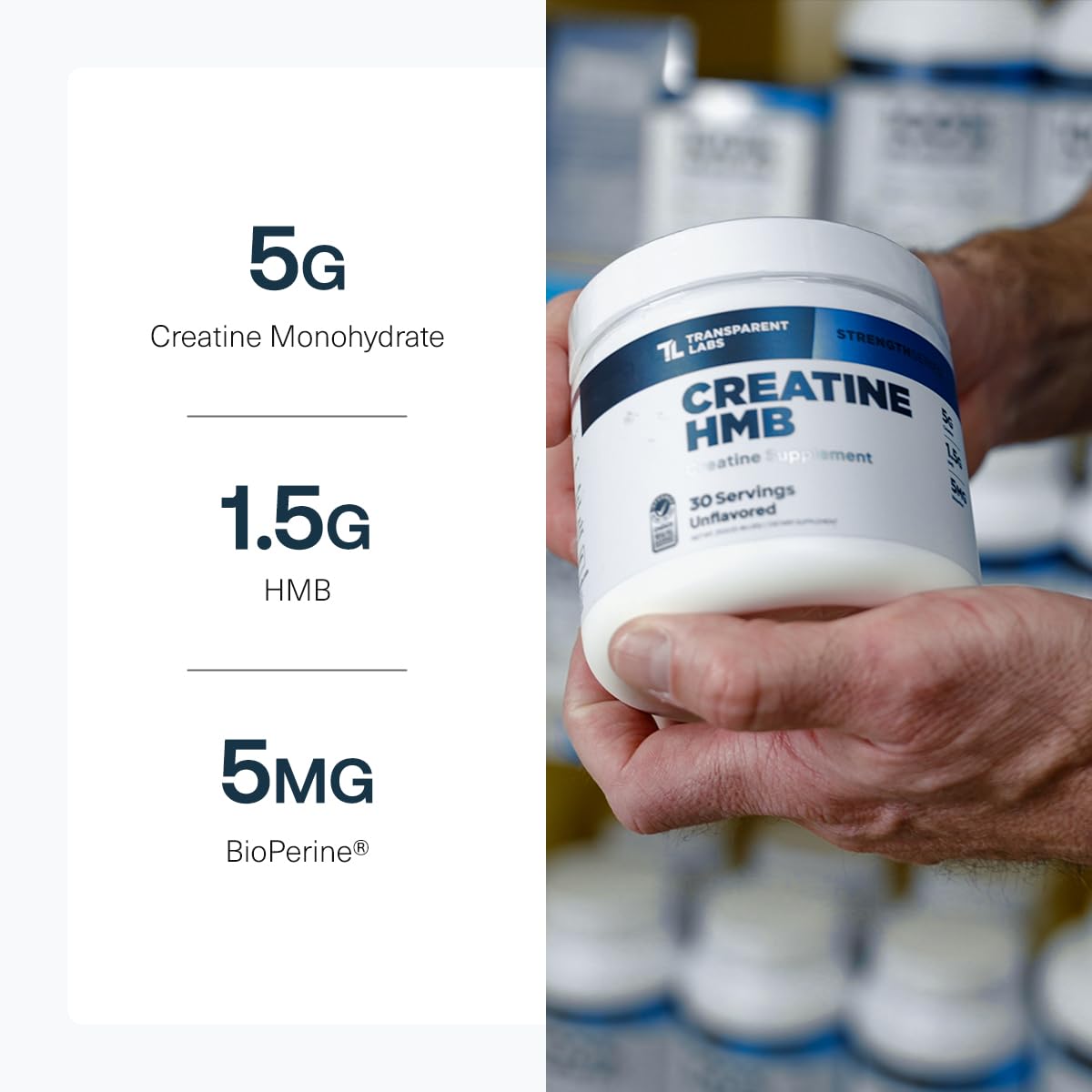 Transparent Labs Creatine HMB - Creatine Monohydrate Powder with HMB for Muscle Growth, Increased Strength, Enhanced Energy Output, and Improved Athletic Performance - 30 Servings, Unflavored Transparent Labs Au supplements