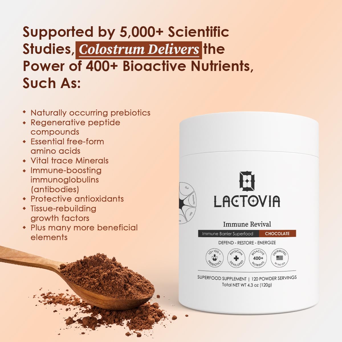 LACTOVIA Bovine Colostrum Powder – Chocolate Flavor | Grass-Fed Colostrum Supplement | Gut & Immune Health Support | Keto, Gluten & Fat-Free | for Women & Men LACTOVIA Au supplements