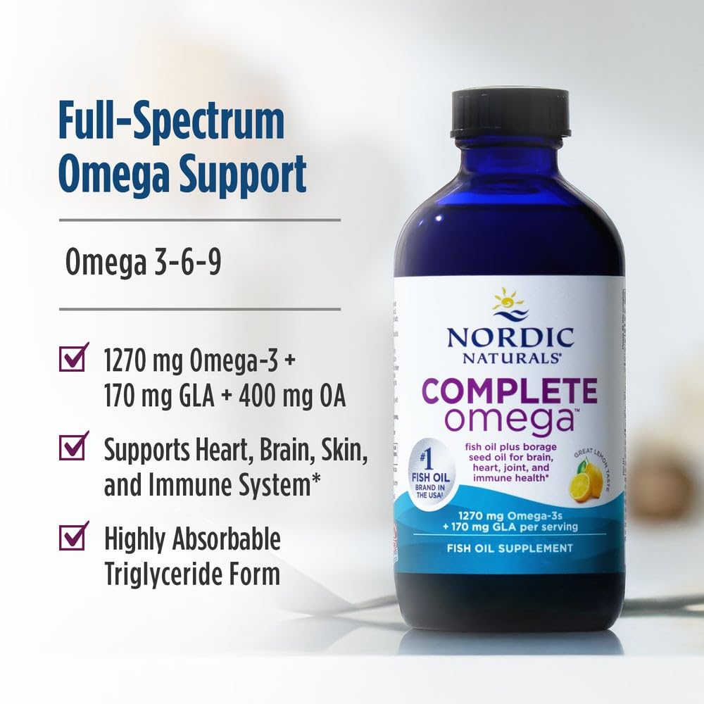 Nordic Naturals Complete Omega, Lemon Flavor - 8 oz - 1270 mg Omega-3 - EPA & DHA with Added GLA - Healthy Skin, Cognition, Positive Mood - Non-GMO - 48 Servings Nordic Naturals Au supplements