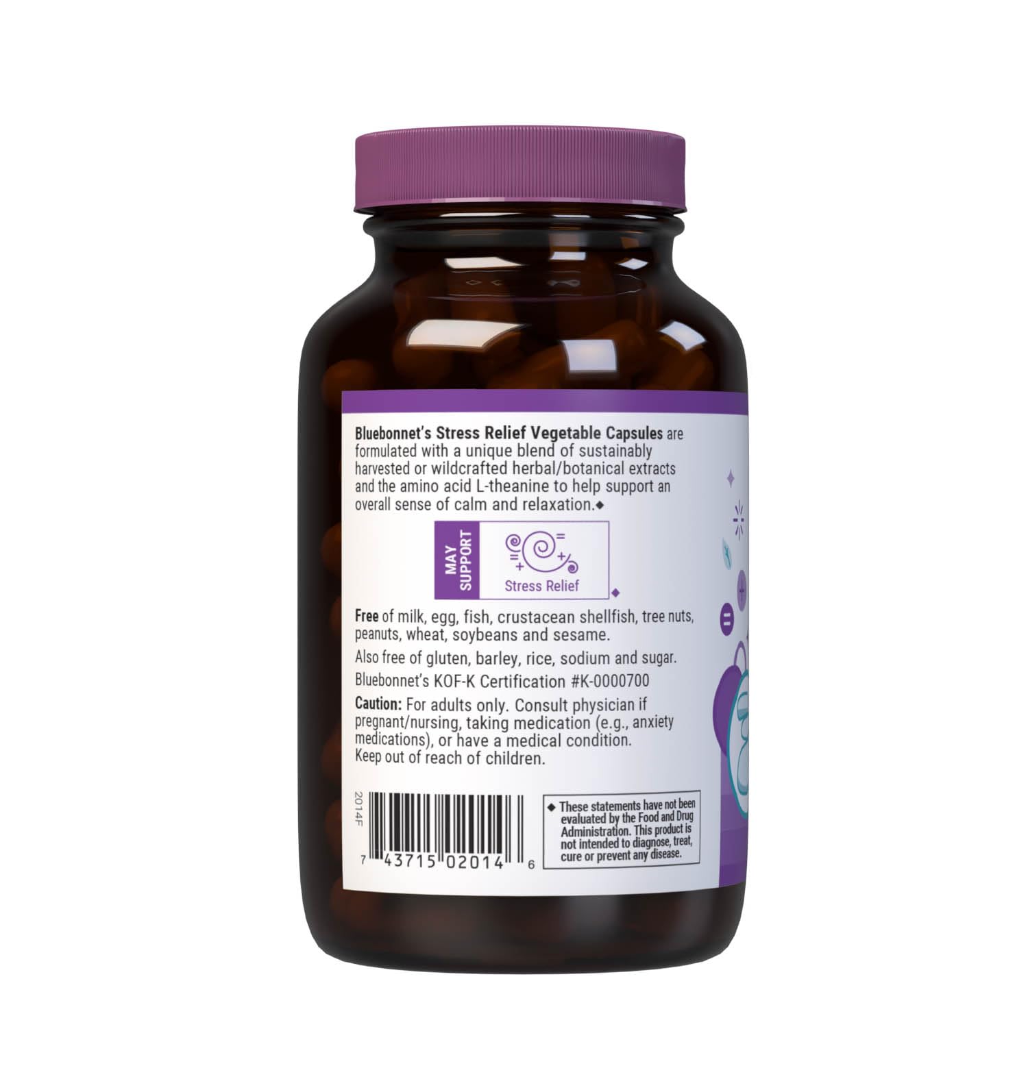 BlueBonnet Targeted Choice Stress Relief Whole Food Based Ashwagandha Extract, L-Theanine, Lemon Balm, Rhodiola Relaxing Calm Mood Supplement for Women & Men - Non-GMO, Vegan - 60 Vegetable Capsules BlueBonnet Au supplements
