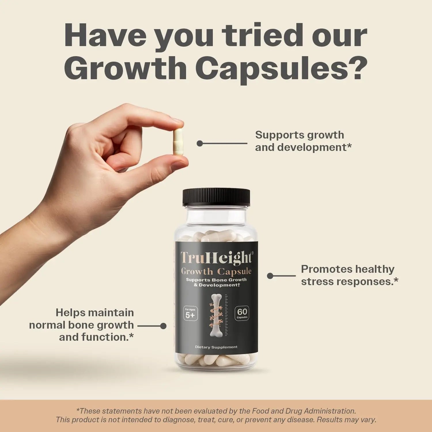 TruHeight Growth Capsules - Tall Nutrition for Natural Growth Supplement for Kids & Teens - Pediatric Vitamin D, K, Calcium & Ashwagandha TruHeight Au supplements