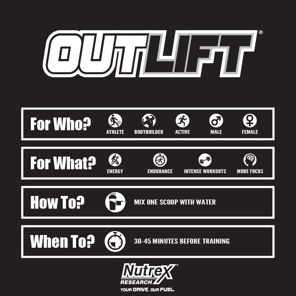 Nutrex Outlift Clinically Dosed Pre Workout Powder with Creatine, 8G Citrulline, BCAA Nutrex Research Au supplements