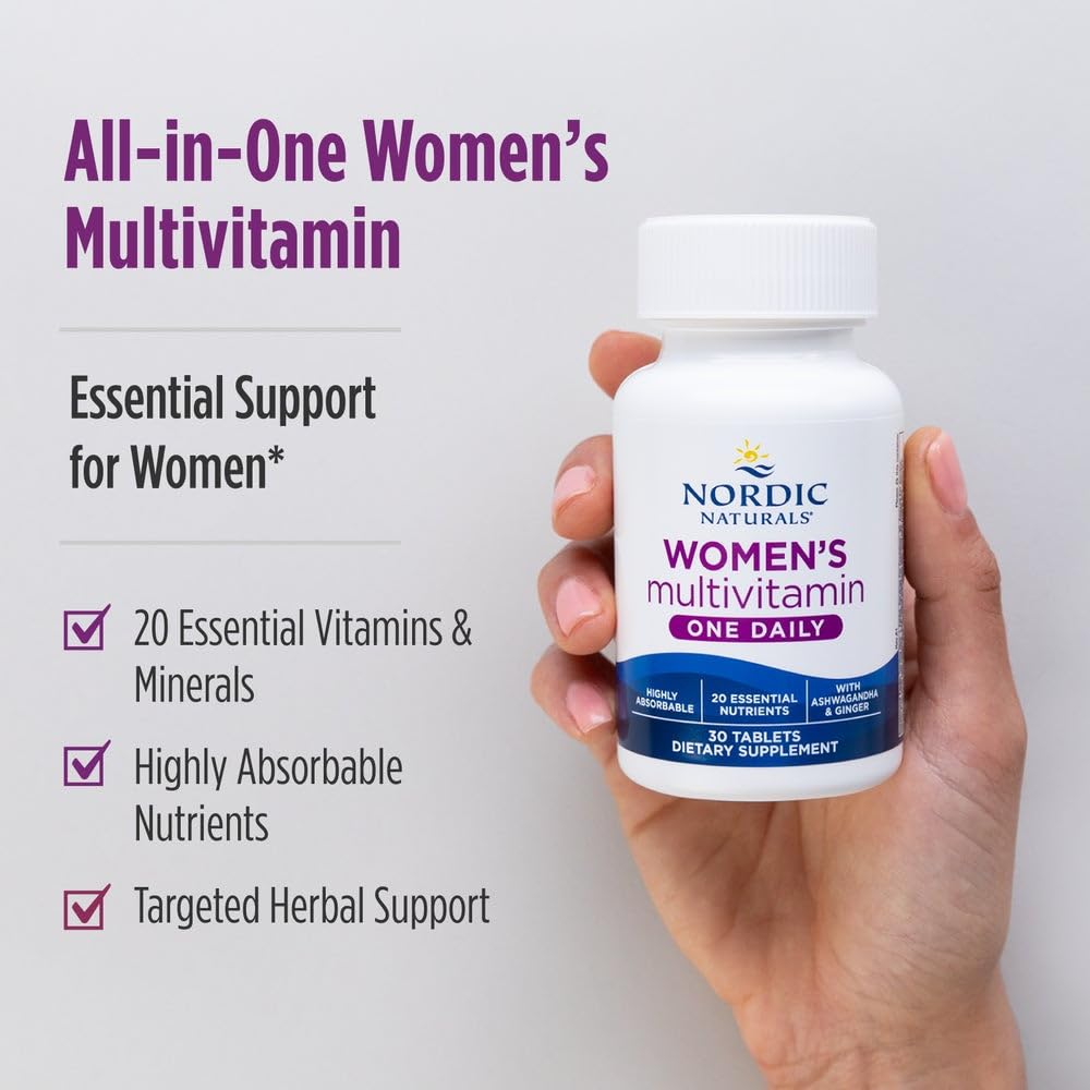 Nordic Naturals Women’s Multivitamin One Daily - Skin, Hair, Energy, & Bone Support - Immunity Supplement - 20 Essential Nutrients - 30 Tablets - 30 Servings Nordic Naturals Au supplements
