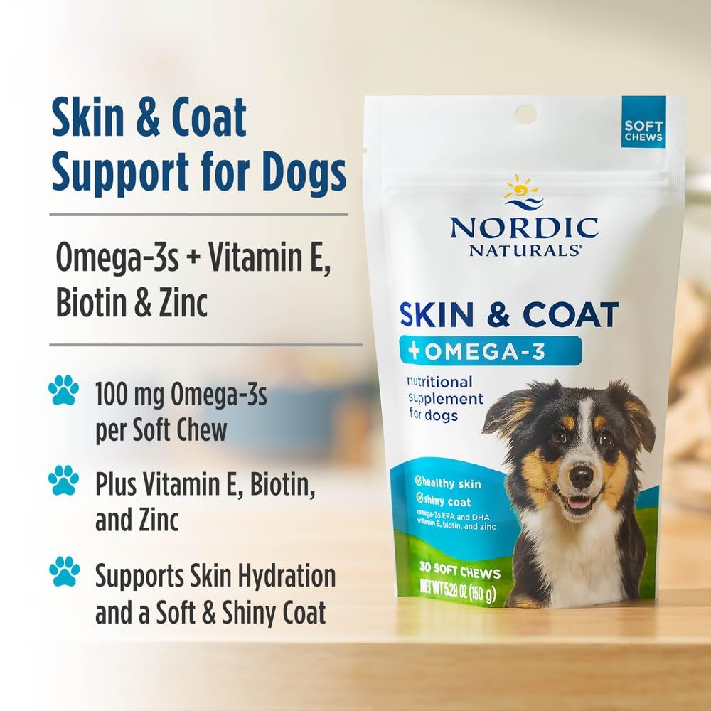 Nordic Naturals Pet Skin & Coat Soft Chews with Omega-3-30 Pork Bone Broth Flavored Soft Chews - Nutritional Support for Healthy Skin & a Soft and Shiny Coat - Non-GMO and IFOS Certified Nordic Naturals Au supplements
