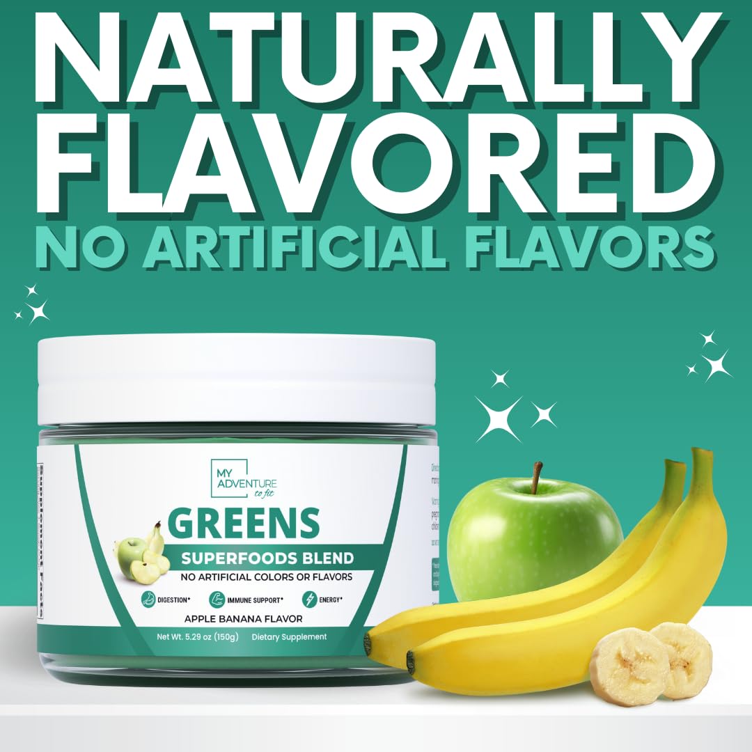 Green Superfood Powder for Digestion & Gut Health - Keto Friendly Superfood Greens Blend Powder for Immune Support - Powdered Greens Supplement for Immune Boost - Apple Banana Flavor My Adventure to Fit Au supplements