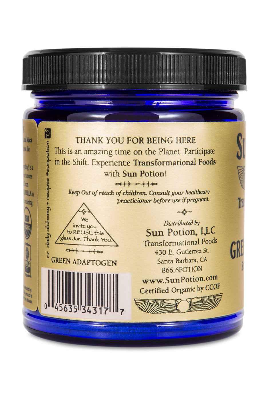 Green Adaptogen Superfood Powder | Organic Maca, Suma Root & Chlorella Blend | Plant Based Adaptogenic Herbal Supplement | Nutrient Rich Greens Powder for Smoothies & Daily Wellness | Non-GMO | 111g Sun Potion Au supplements