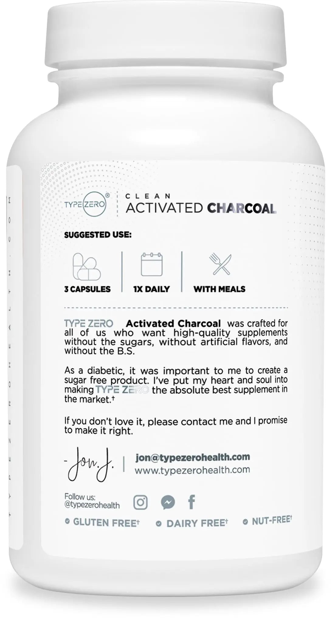 Type Zero Activated Charcoal Capsules (180 Count) - 60 Servings, 780mg Per Serving, from Coconut Shell, Non-GMO, Gluten-Free Type Zero Au supplements