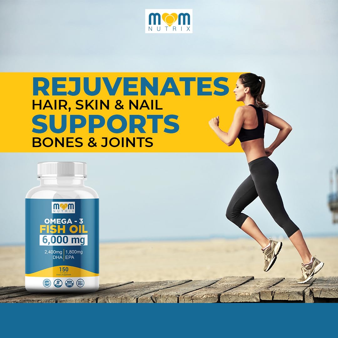 Omega 3 Fish Oil with Maximum EPA DHA - Supports Brain, Liver, Heart & Immunity - Made in The USA - 150 Softgels MOM NUTRIX Au supplements