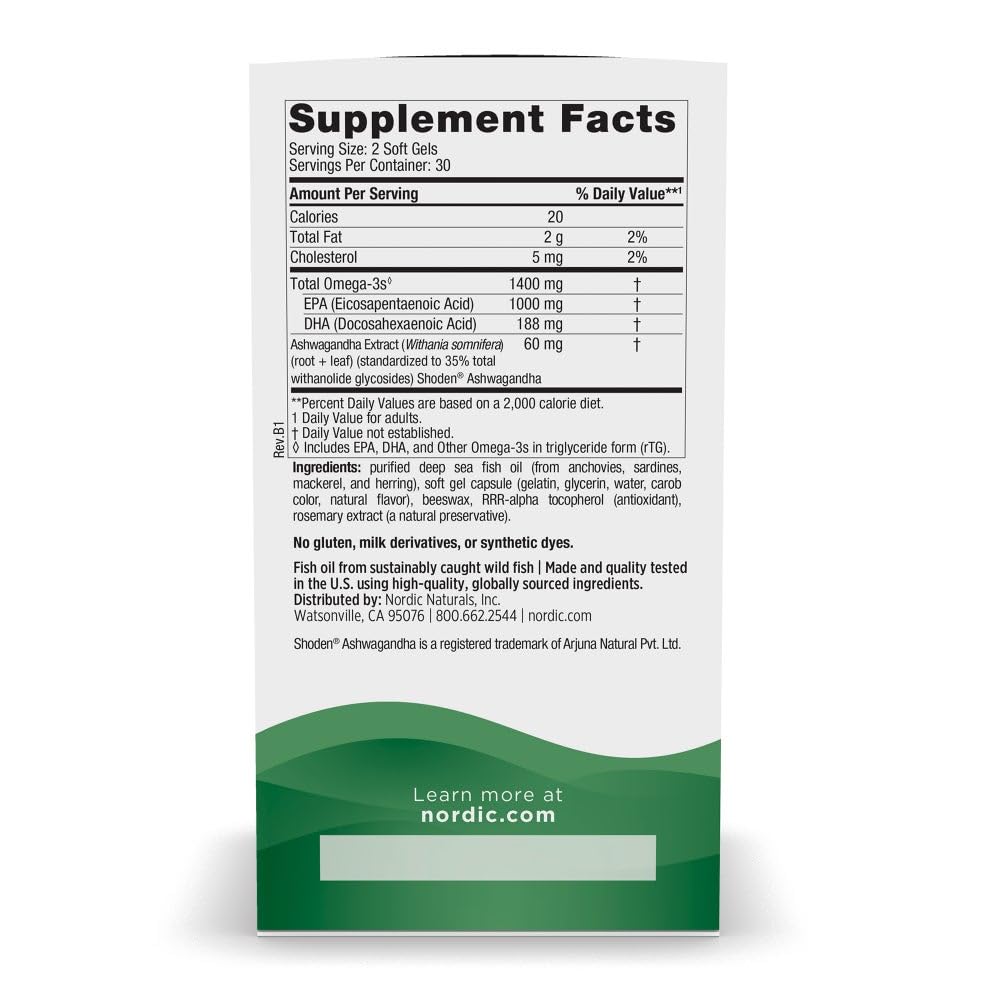 Nordic Naturals Mood Support Omega Blend - Unflavored - 60 Soft Gels - 1400 mg Omega-3 Supplement with EPA & DHA - Promotes Balanced Mood and Serenity - Non-GMO - 30 Servings Nordic Naturals Au supplements