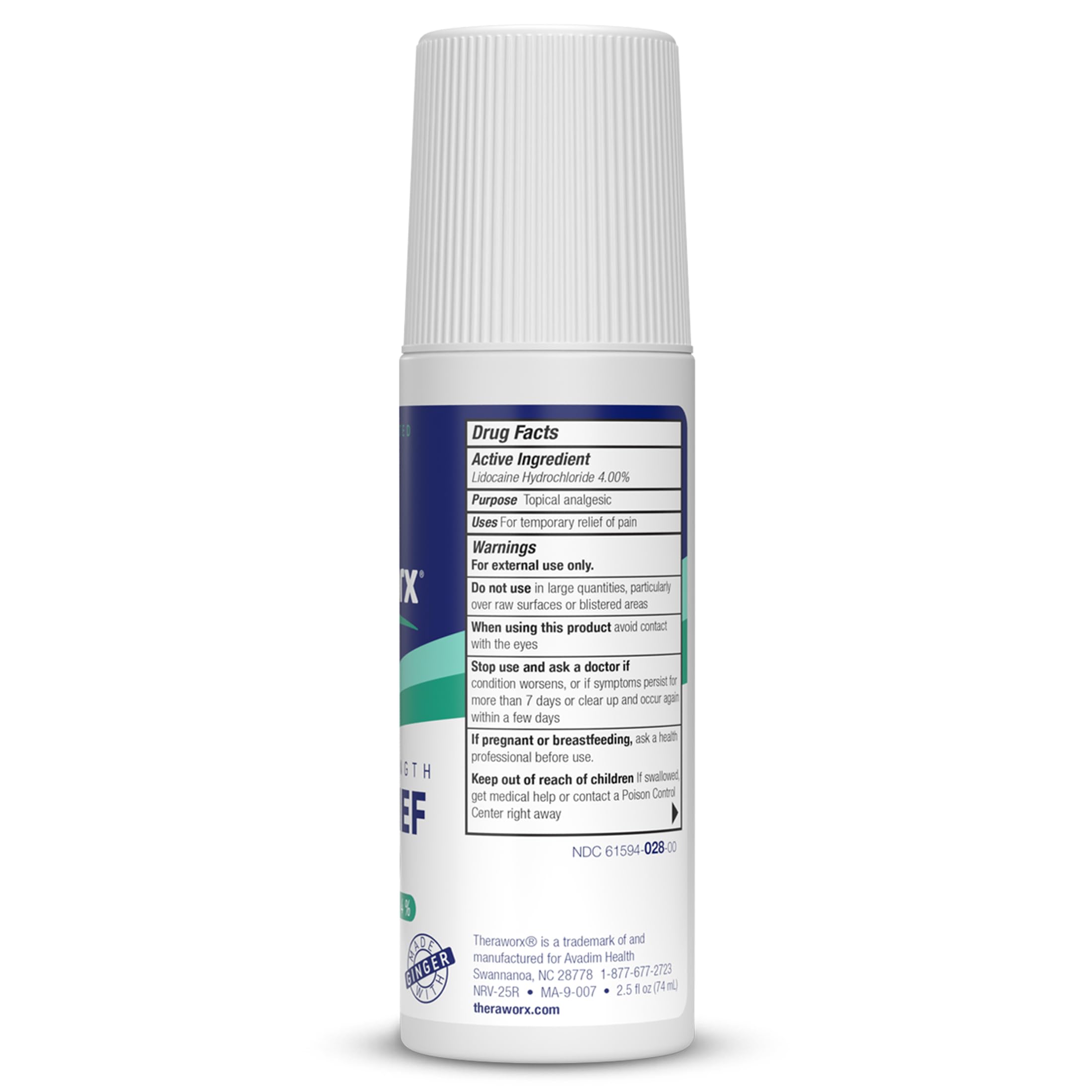 Theraworx Maximum Strength Pain Relief Roll-On with Lidocaine, Fast-Acting - 2.5 Oz - 1 Count Theraworx Au supplements