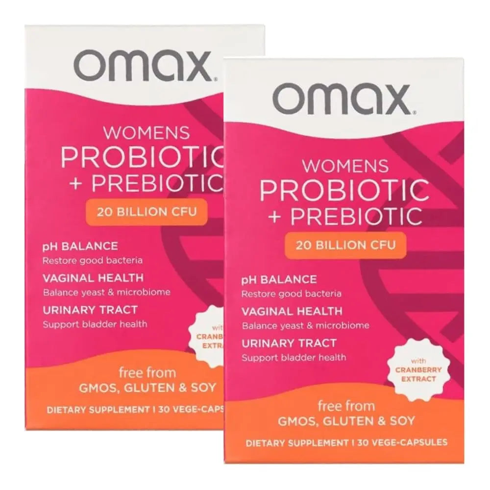 2 Pack Omax Prebiotics & Probiotics for Women, pH Balance, Vaginal Health, Urinary Tract, Yeast Omax3 uk supplements