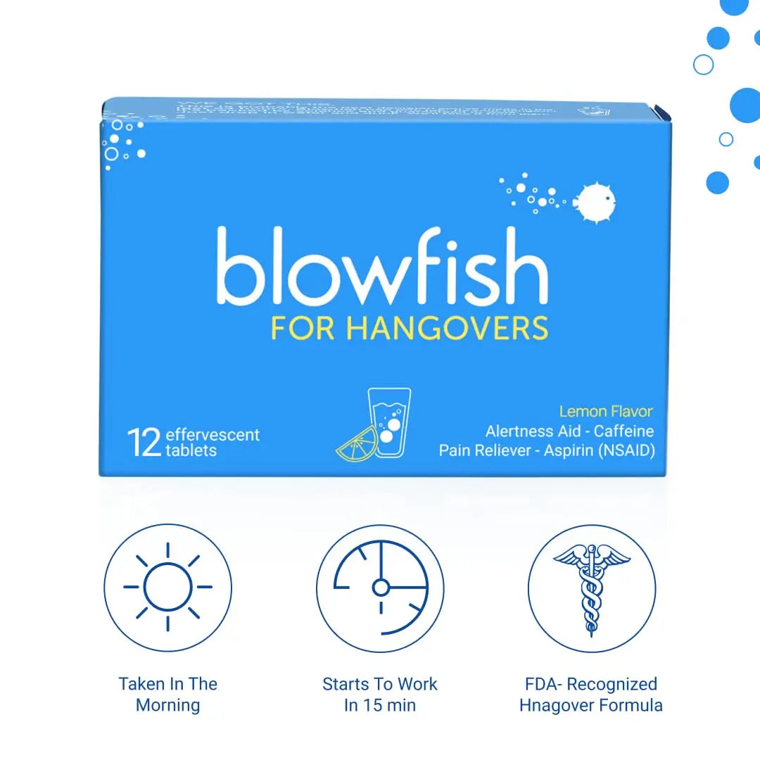 Blowfish for Hangovers - Fast Hangover Relief in 15 Minutes | FDA-Recognized Formulation | Headache Relief, Energy, and Hydration in One Step Blowfish Au supplements