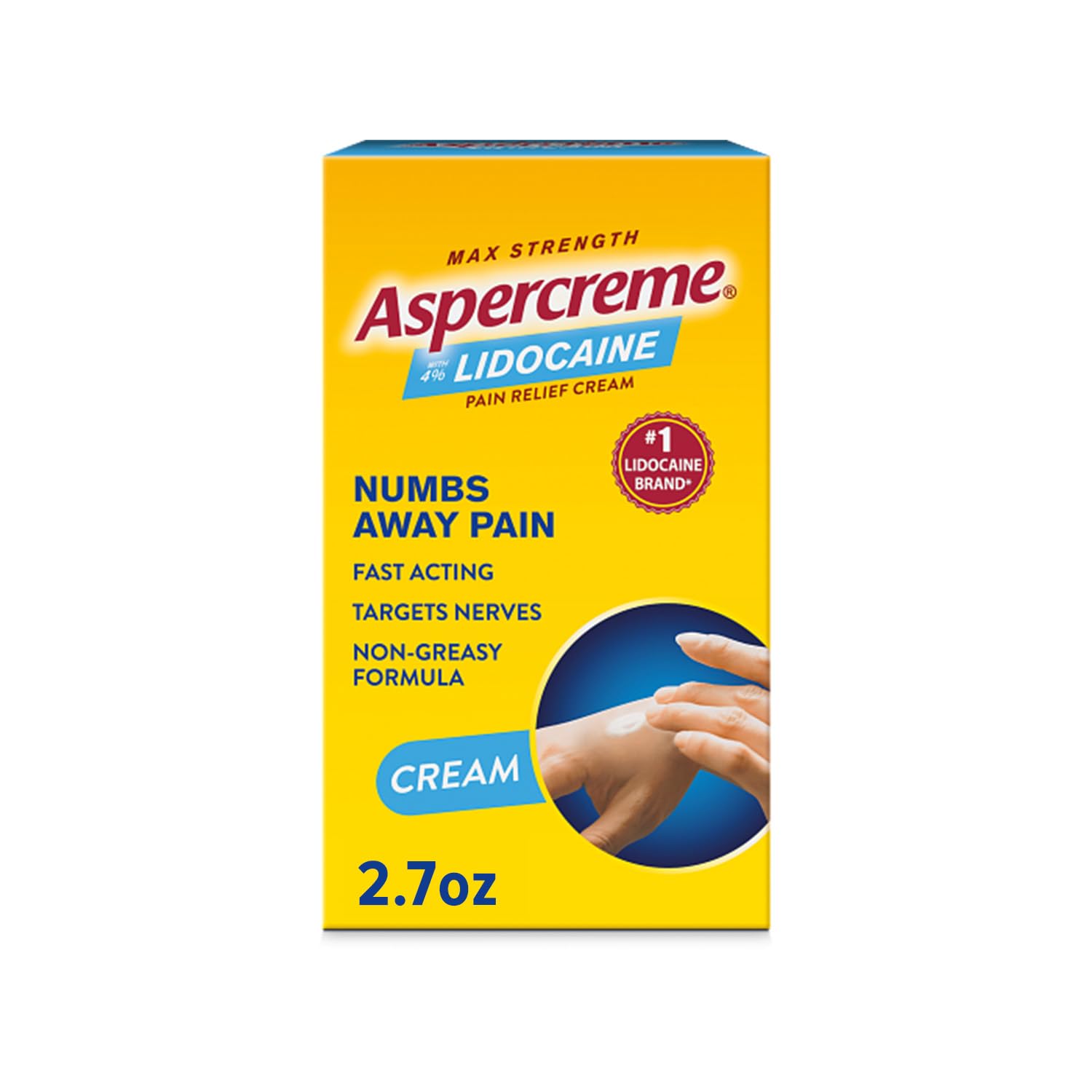 Aspercreme Lidocaine Pain Relief Cream Soothes Aggravated Nerves, Numbing Topical Analgesic with Max-Strength 4% Lidocaine & Moisturizing Aloe, 2.7 Oz. Aspercreme Au supplements