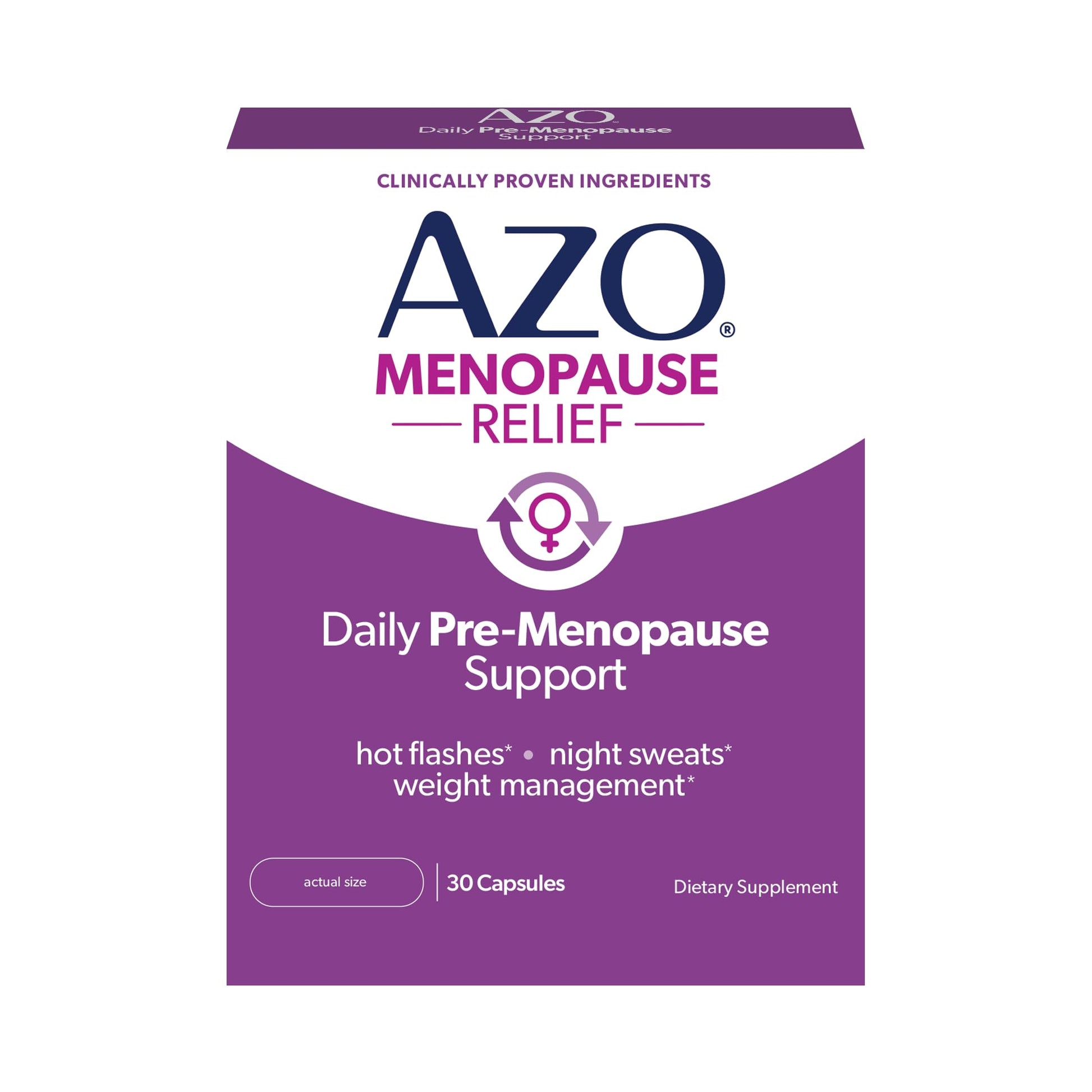 AZO® Daily Pre-Menopause Relief Perimenopause Supplements for Women, Hot Flash, Night Sweat and Healthy Weight Management Support* - 30 Count AZO Au supplements