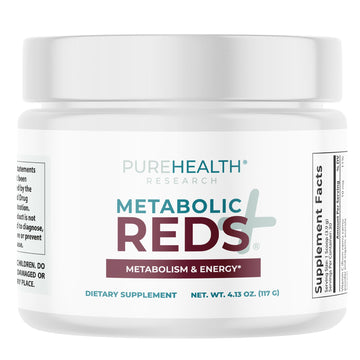 PUREHEALTH RESEARCH Metabolic Reds - Organic Superfood Powder Supplement - Fruit, Veggie, Adaptogenic, Probiotic Blends & More - for Metabolism & Energy Support - 4.13 Oz. - 30 Servings PUREHEALTH RESEARCH Au supplements
