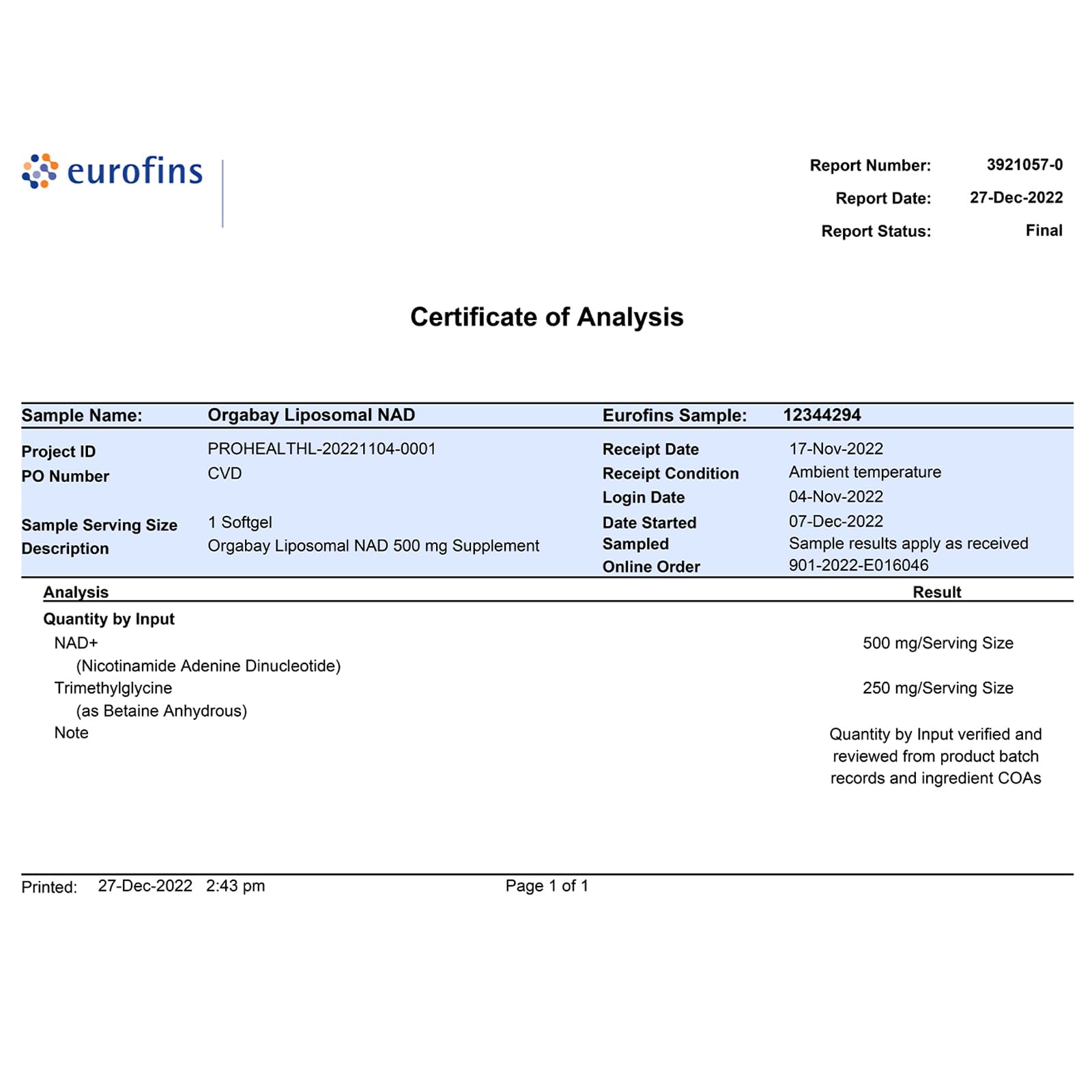 Orgabay Liposomal NAD+ Supplement 500 mg, High Absorption, Boost NAD+ with TMG 250 mg, Actual NAD Plus More Efficient Than Nicotinamide Riboside, Support Cellular Energy, Healthy Aging | 240 Softgels Orgabay Au supplements