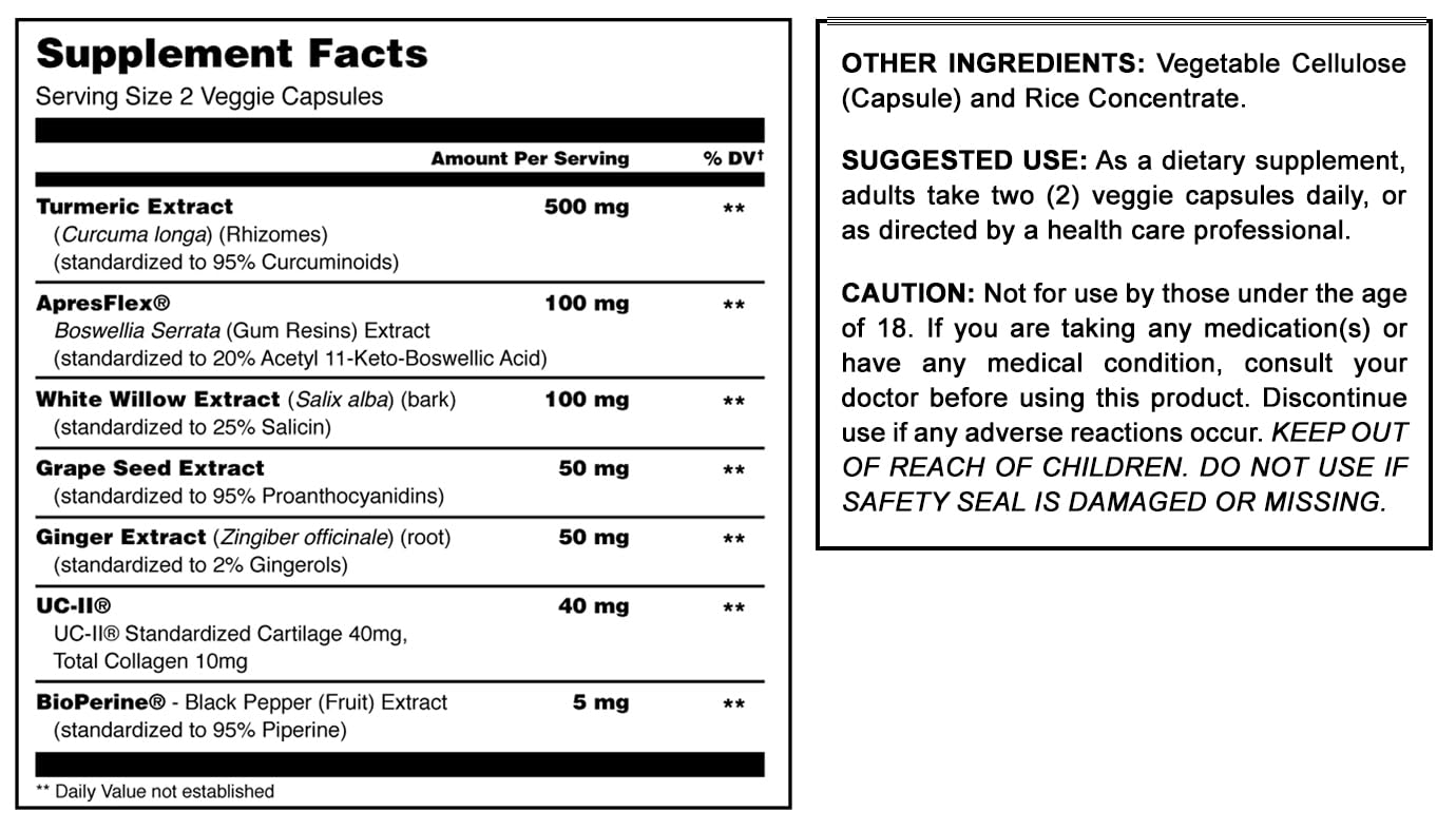 Amazing Muscle Flex Advanced Formula Supplement | Contains: Turmeric Extract, BioPerine, White Willow & More | Vegetarian Capsules | Non-GMO | Gluten-Free | Made in USA (1 Pack | 60 Count) Amazing Muscle Au supplements