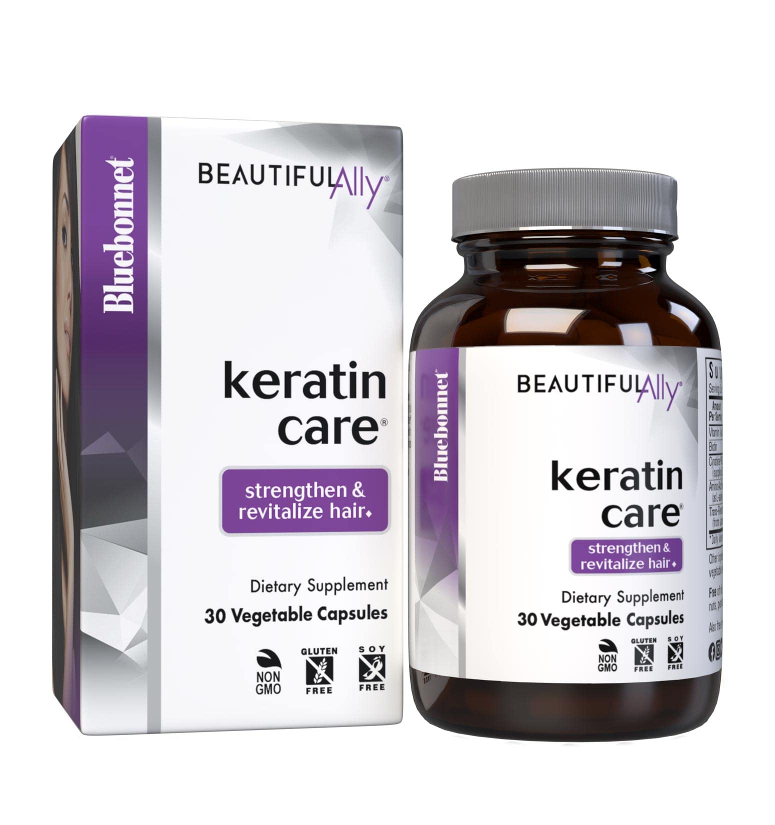 Bluebonnet Nutrition Beautiful Ally Keratin Care, Beauty Nutrient, Best for Hair, Strengthen and Revitalize Hair*, Non GMO, Gluten Free, Soy Free, Milk Free, 30 Vegetable Capsules, 30 Servings BlueBonnet Au supplements