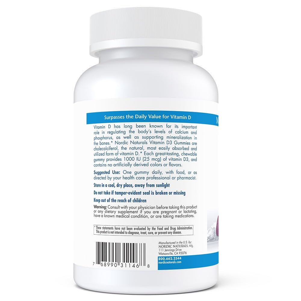 Nordic Naturals Pro Vitamin D3 Gummies, Wild Berry - 120 Gummies - 1000 IU Vitamin D3 - Great Taste - Healthy Bones, Mood & Immune System Function - Non-GMO - 120 Servings Nordic Naturals Au supplements