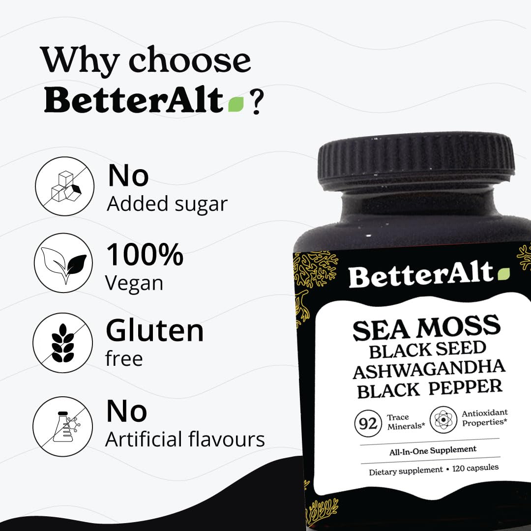 Better Alt Sea Moss Capsules- Irish Sea Moss with Black Seed Oil, Ashwagandha & Black Better Alt Au supplements