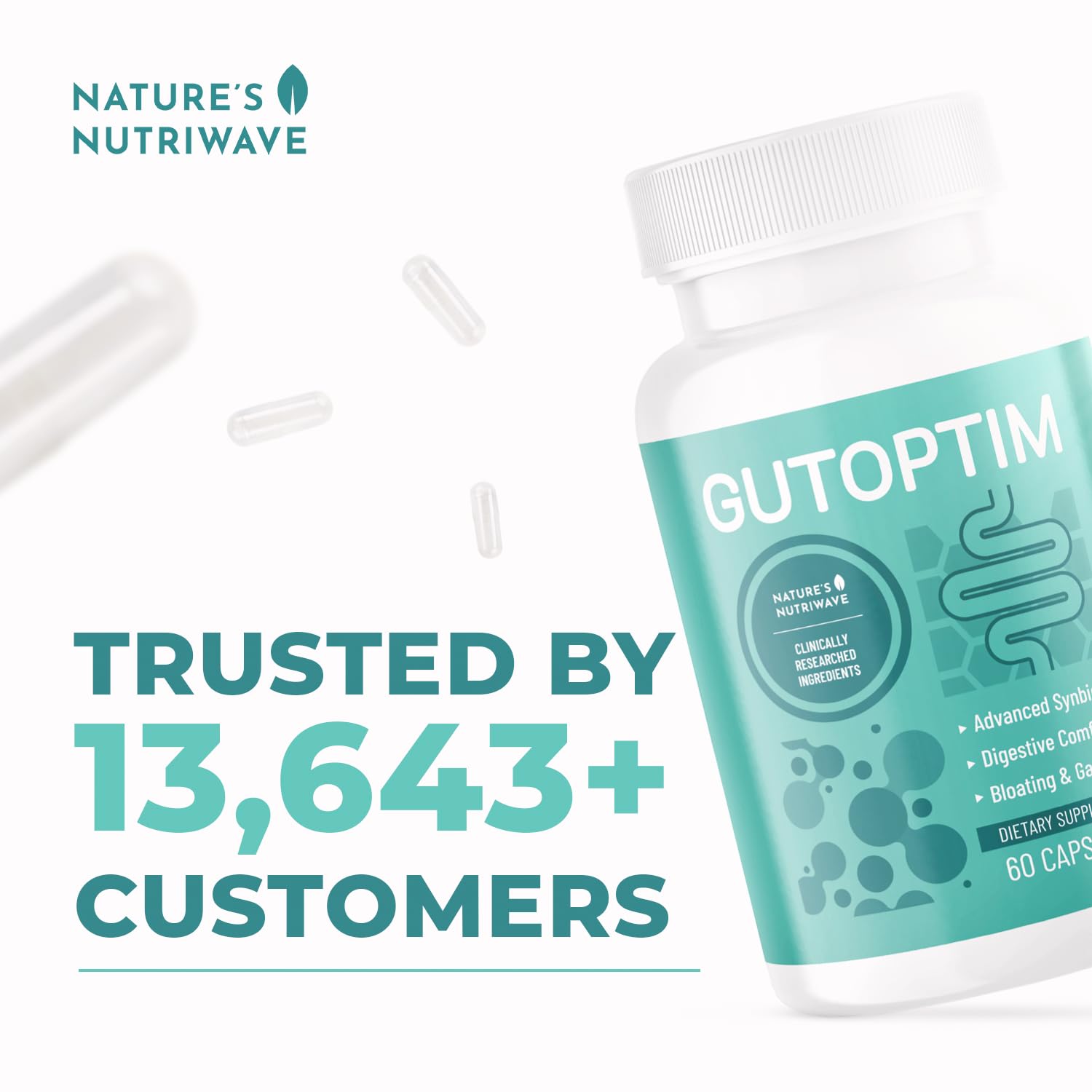GutOptim Probiotic & Prebiotic Capsules | Pre and Probiotics for Synbiotic Gut Health & Bloating Relief for Women & Men | Enzyme with Probiotics for Digestive Health | Non-GMO, 60 Ct, 3 Month Supply Nature’s NutriWave Au supplements