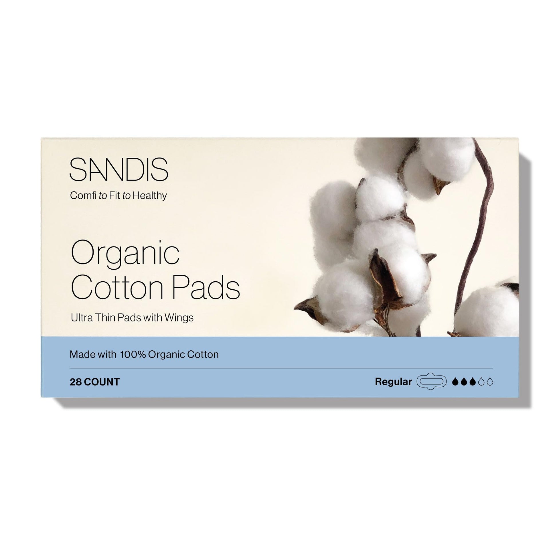 SANDIS Feminine Pad for Women - Regular 28 Count 100% Organic Cotton Ultra Thin with Wings SANDIS Au supplements