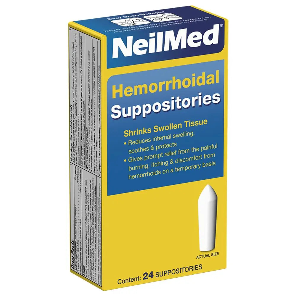 NeilMed Hemorrhoidal Suppositories, Shrinks Swollen Tissue, Relief from Burning, Itching and Discomfort of Hemorrhoids, 24 Count NeilMed Au supplements